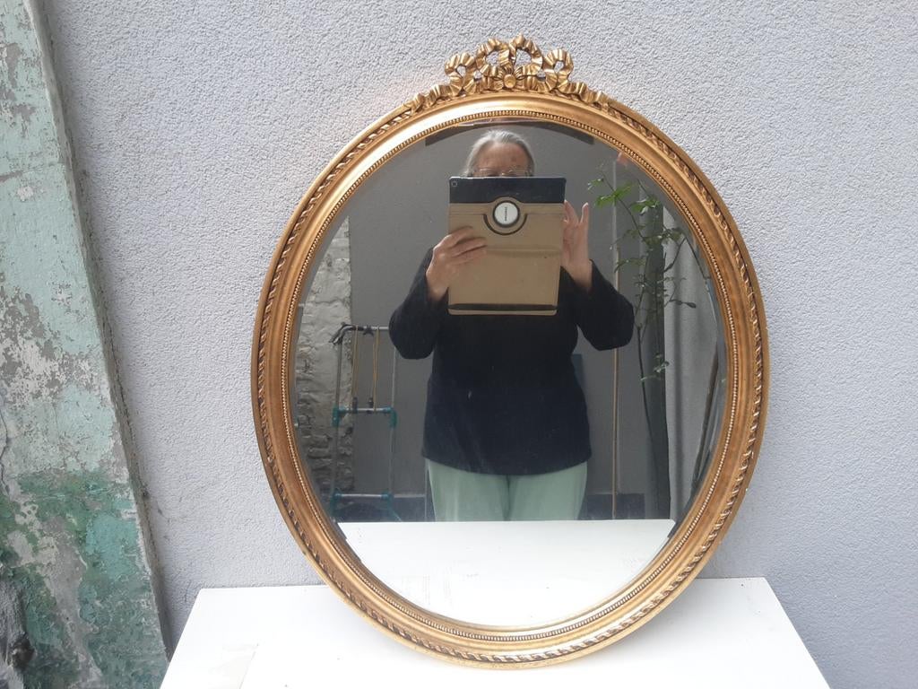 PRACHTIGE  ANTIEKE  OVALEN  SPIEGEL, Antiek en Kunst, Ophalen