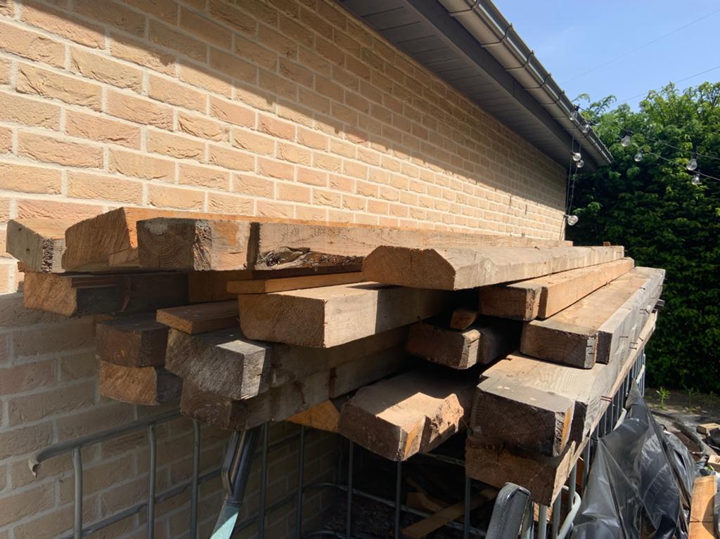 Houten balken, Doe-het-zelf en Bouw, Hout en Planken, Ophalen, Gebruikt, Minder dan 25 mm, Eiken