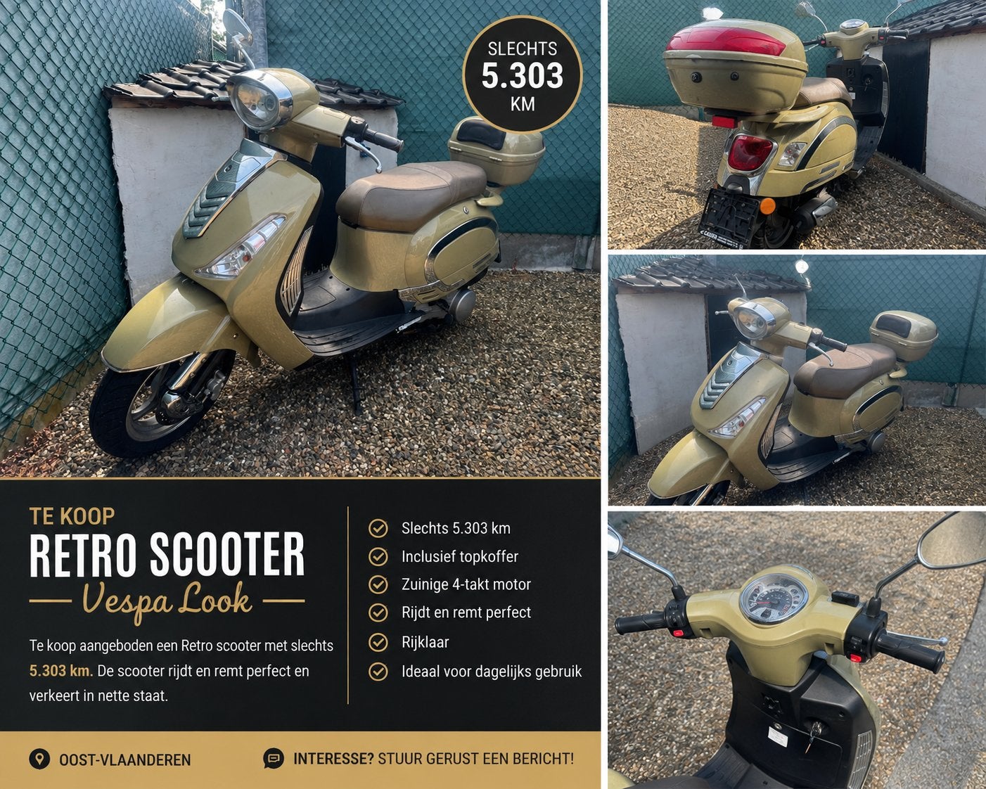 scooter 125cc (vespa ) look, Fietsen en Brommers, Ophalen, Zo goed als nieuw