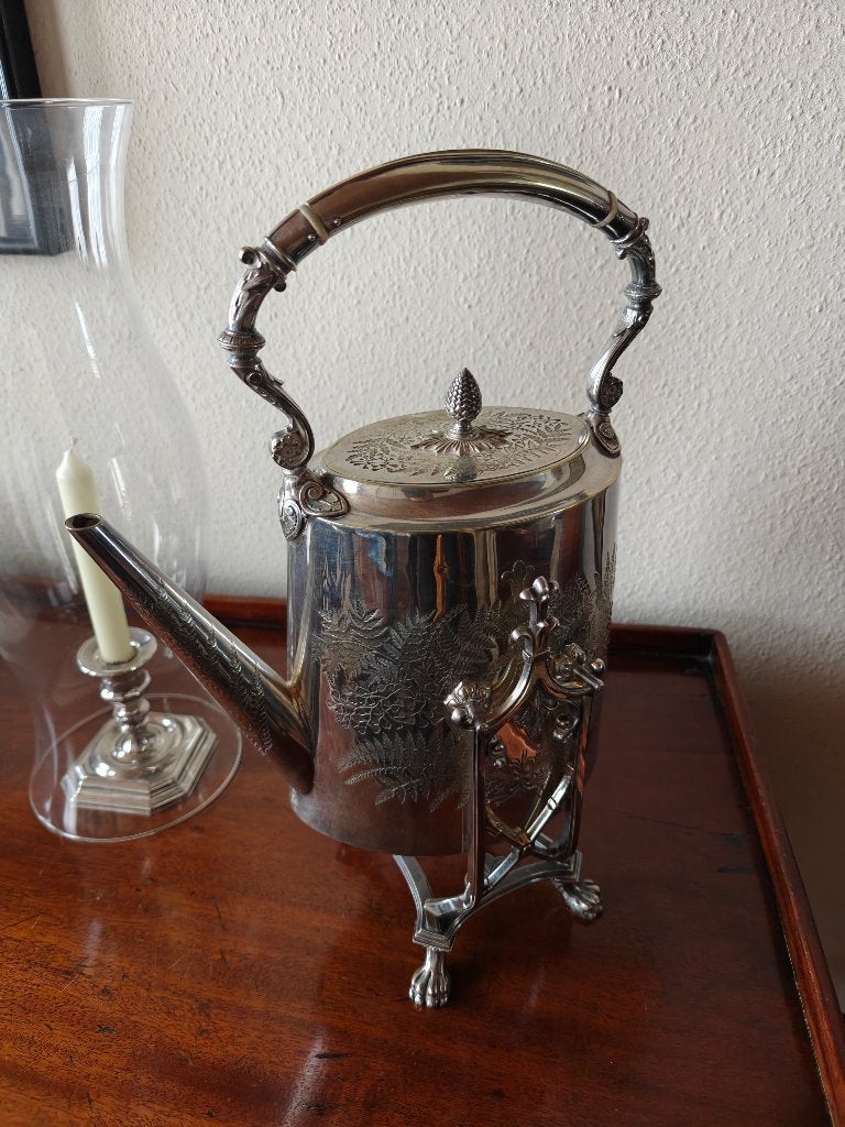 Verzilverde koffiekan op staander, Antiek en Kunst, Antiek | Keukengerei, Ophalen