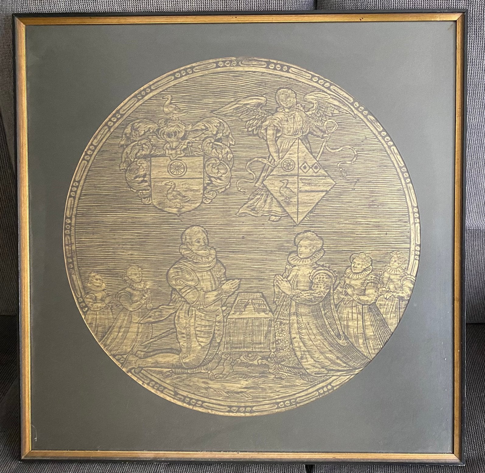 Encadré à frotter en laiton doré, 66x66cm, Enlèvement