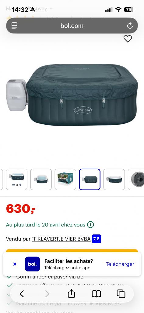 Bubbelbad Lay-Z spa, Tuin en Terras, Ophalen of Verzenden, Zo goed als nieuw, Afdekzeil, Opblaasbaar