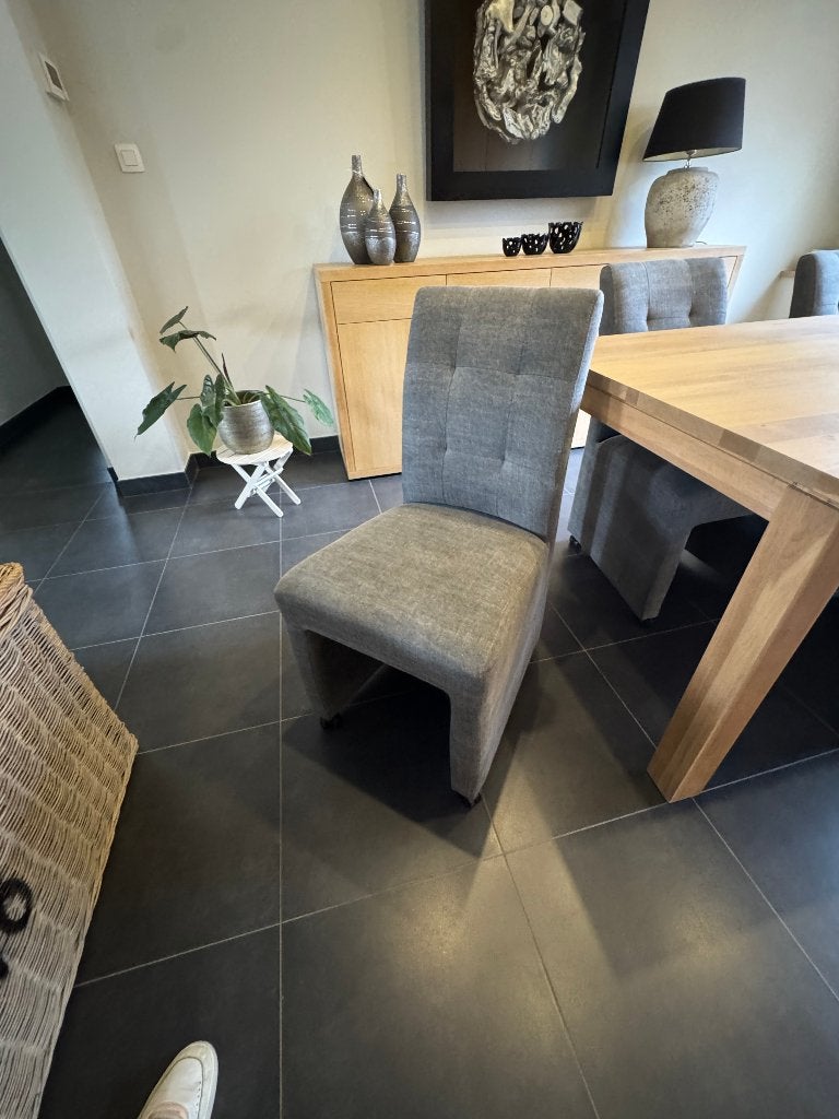 4 eettafel stoelen, Maison & Meubles, Chaises, Gris, Bois, Comme neuf, Enlèvement