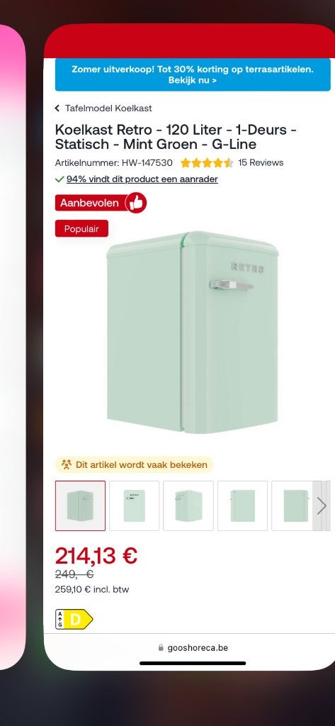 Rétro camperKoelkast nieuw, Particulier, Réfrigérateur