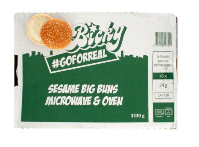 Bicky sesam big buns Microwave 45 x 74gr, Ophalen, Diepvries