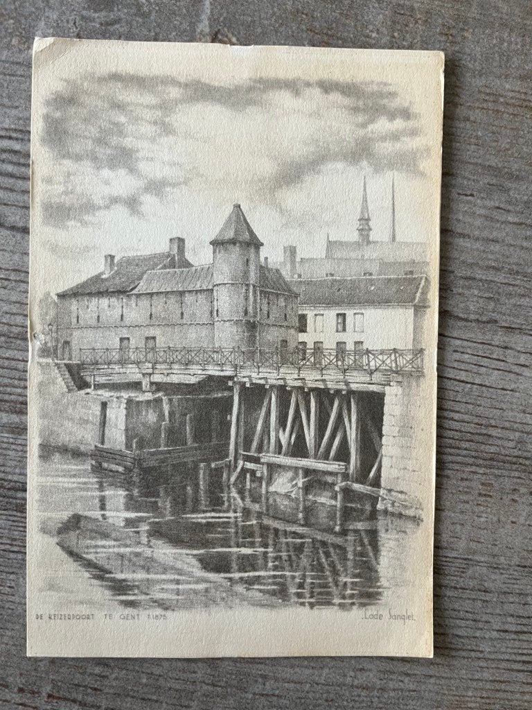tekening Gent Keizerpoort, Ophalen of Verzenden