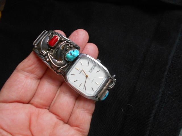 montre en argent sterling amérindien, Enlèvement ou Envoi, Autres couleurs, Comme neuf, Avec pierre précieuse