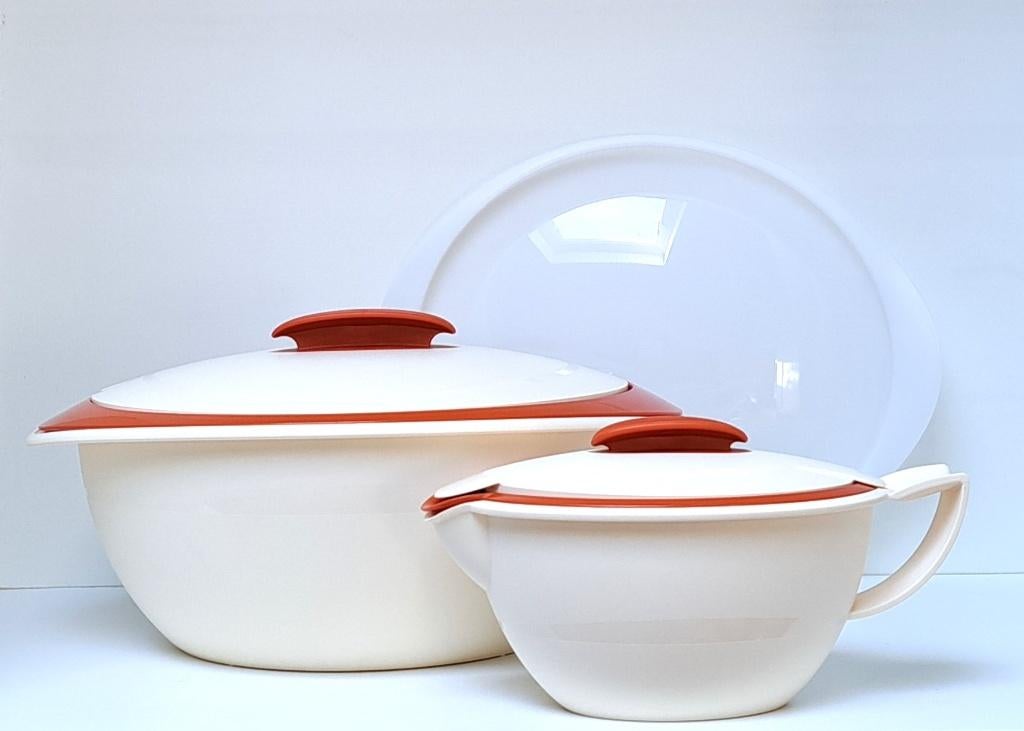 Tupperware™ « Serveerschaal en Sauskom Iso Duo » Terra Cotta, Huis en Inrichting, Keuken | Tupperware, Verzenden, Nieuw, Crème