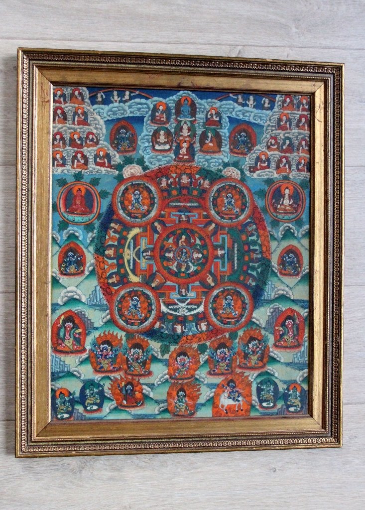 Tibetaans thangka tangka kader Tibet Himalaya Buddha boeddha, Antiquités & Art, Tibet, Enlèvement, Décoration murale