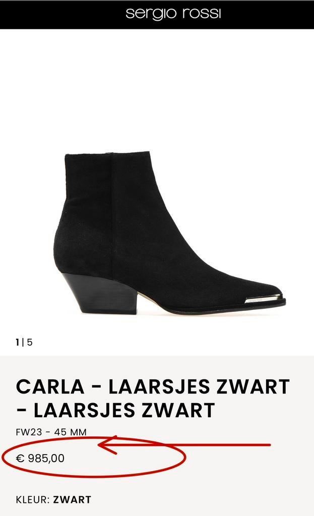 SERGIO ROSSI CARLA SUÈDE ENKELLAARSJES, 39, (NEW €985)💖💖💖, Zwart, Lage of Enkellaarzen, Ophalen of Verzenden, Zo goed als nieuw