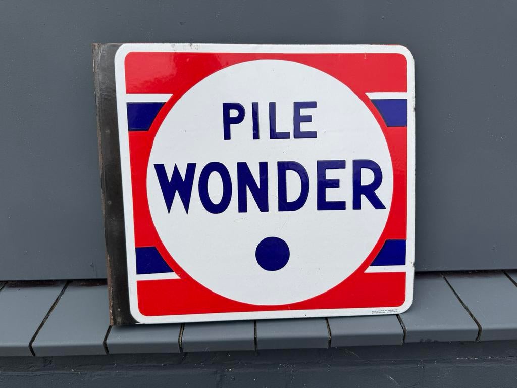 Pile Wonder emaille reclamebord, Antiek en Kunst, Ophalen of Verzenden