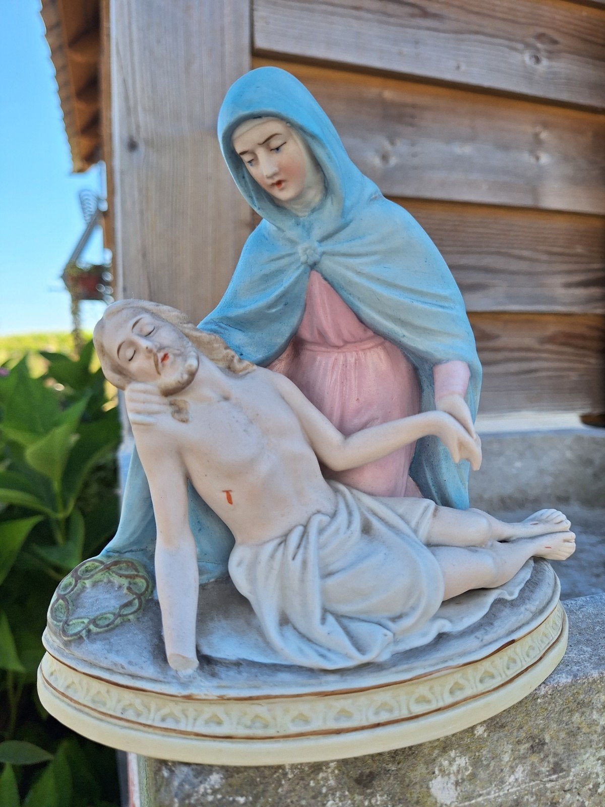 Mooi biscuit beeldje Maria met Jezus in Vieux Andenne, Antiek en Kunst, Ophalen