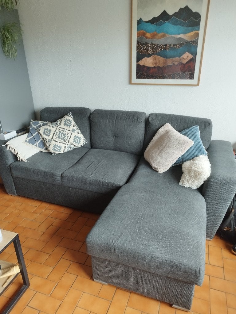 Canapé d'angle, Maison & Meubles, Canapés | Coins salons complets, Utilisé, Tissus, Enlèvement
