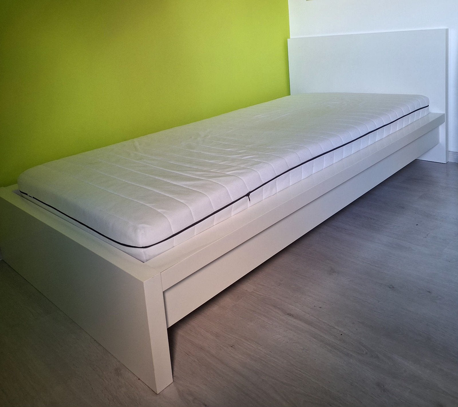 Eenpersoonsbed met lattenbodem en matras, Enlèvement, Blanc