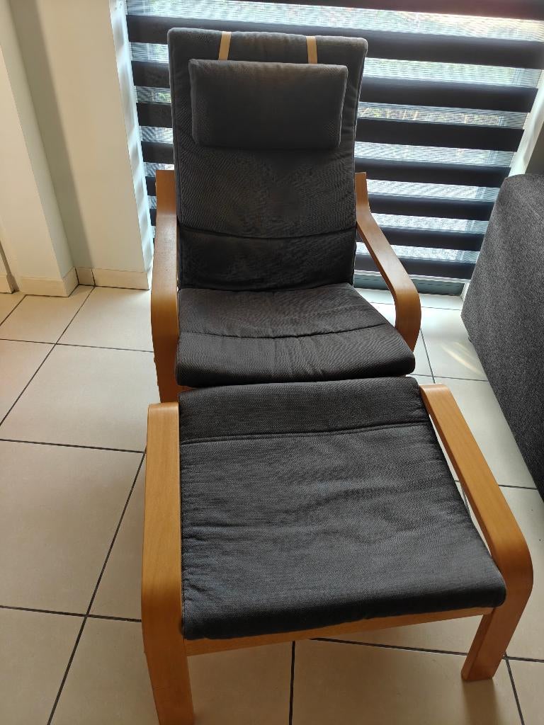 Poäng fauteuil en voetenbank, Enlèvement, Tissus