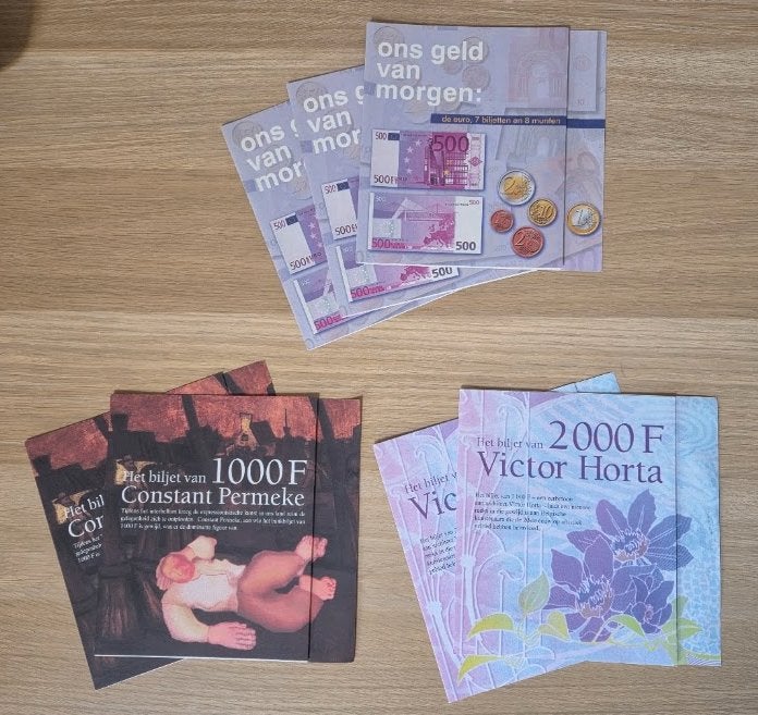 Informatiebrochures euro en belgische frank, Ophalen of Verzenden, Munten