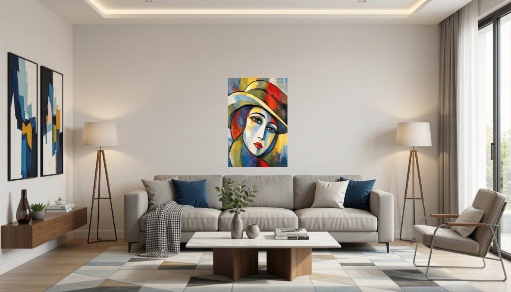La femme au chapeau abstrait 75x50cm (plusieurs supports), Antiek en Kunst, Kunst | Schilderijen | Modern, Abstract, Giclée, Verzenden
