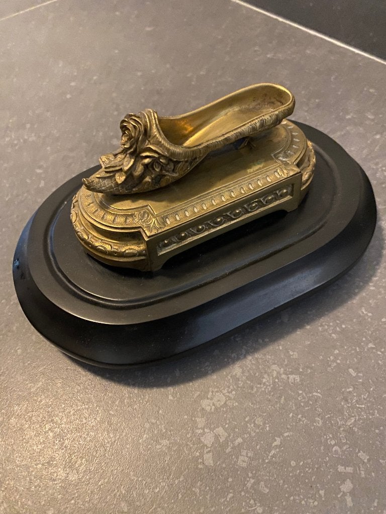 Napoleon III Schoen in brons op zwarte marmeren sokkel, Ophalen of Verzenden, Brons