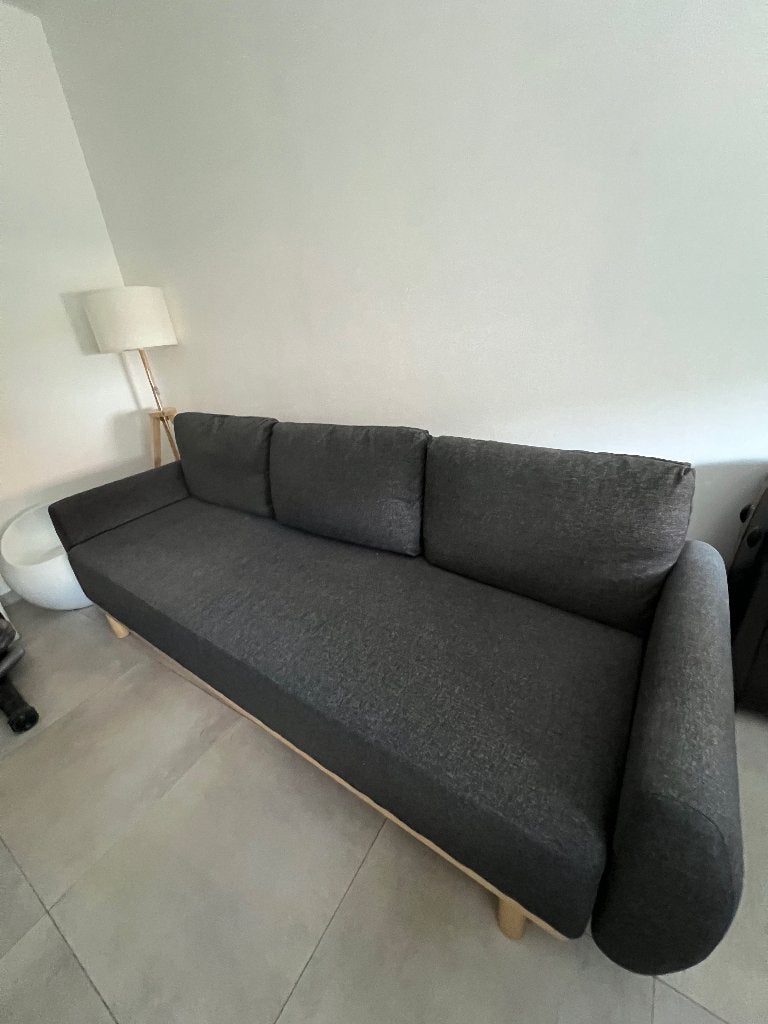 GRUNNARP Canapé 3 places convertible,  gris moyen., Huis en Inrichting, Zetels | Zetels, Zo goed als nieuw, Rechte bank, Driepersoons