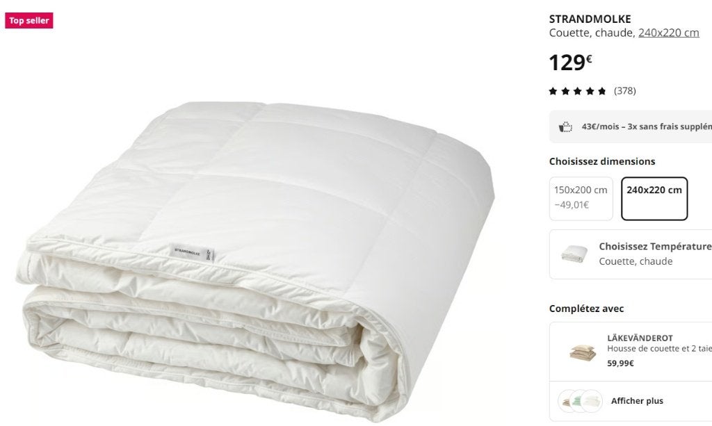 IKEA couette très chaude STJÄRNBRÄCKA STRANDMOLKE 220 x 240, Lyocell, Enlèvement ou Envoi, Comme neuf, IKEA