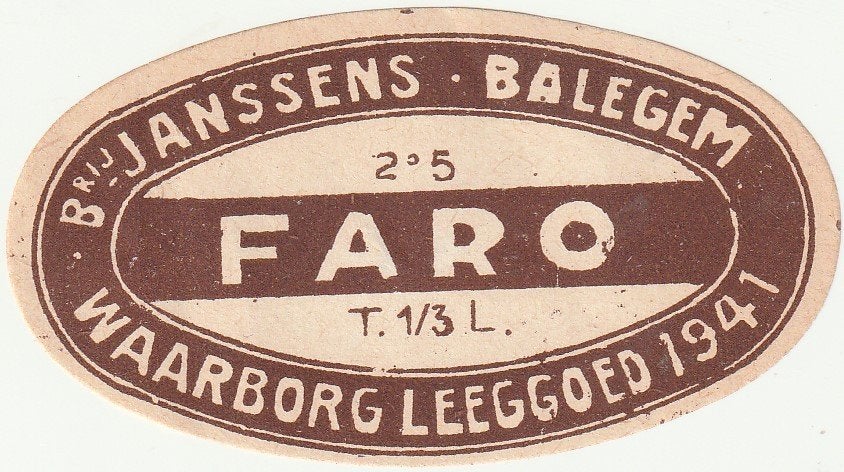 oud bieretiket België Janssens Balegem : Faro, Verzenden, Gebruikt, Overige typen, Overige merken