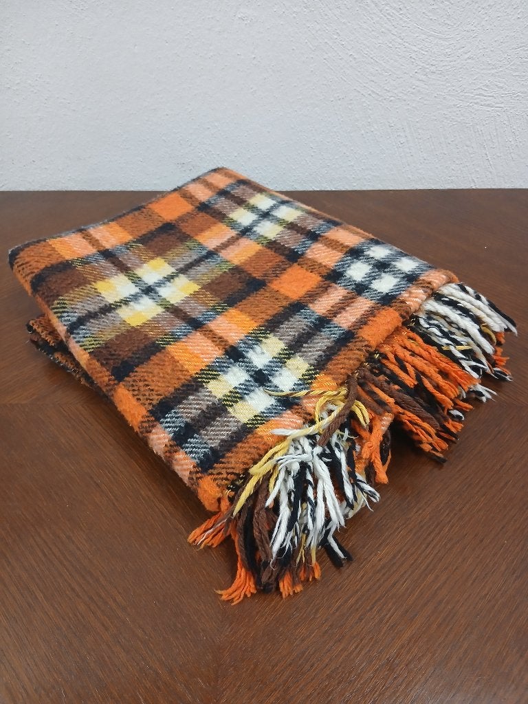 Vintage plaid/deken, jaren 70 (160 x 135 cm), Maison & Meubles, Accessoires pour la Maison | Plaids & Couvertures, 135 cm, Enlèvement ou Envoi
