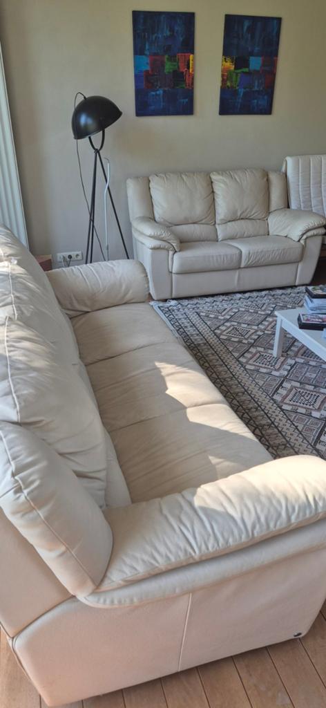 Sofa leder 3+2, Huis en Inrichting, Zetels | Zetels en Chaises Longues, Ophalen, Zo goed als nieuw, Confortable, 200 tot 250 cm