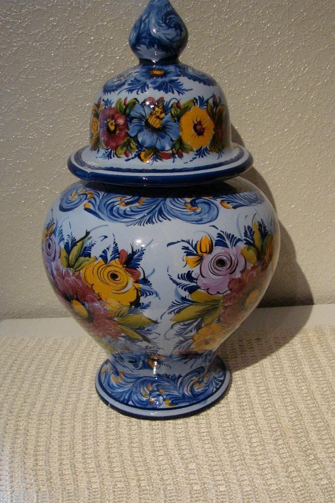 brocante: siervaas handpaint  portugal genummerd, Antiek en Kunst, Antiek | Keramiek en Aardewerk, Ophalen