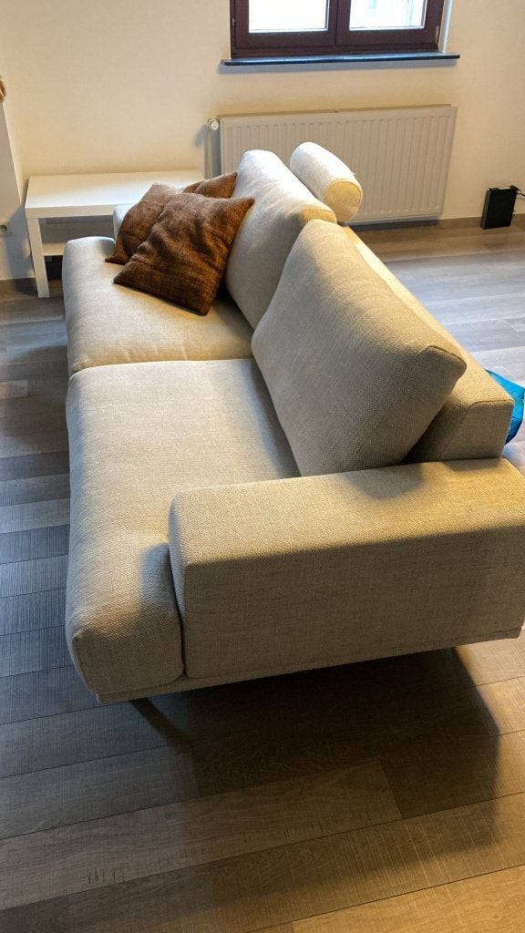 Zetel 3-zit stof beige, Ophalen, Gebruikt, Driepersoons, 75 tot 100 cm