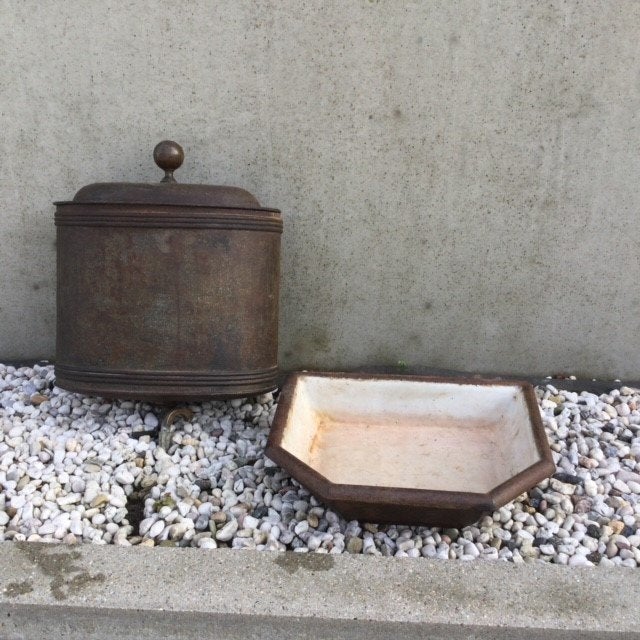Waterbak + kom gietijzer met emaille, Antiek en Kunst, Ophalen