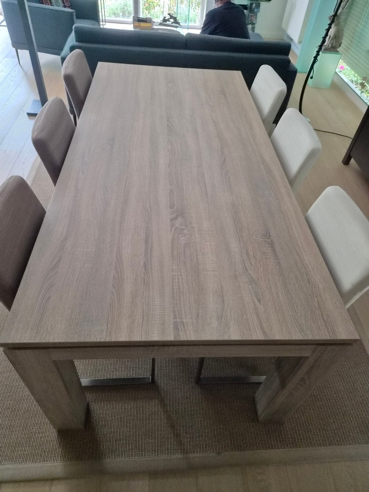 eettafel en 6 stoelen, Ophalen, Kunststof, Gebruikt, 100 tot 150 cm