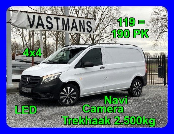 Mercedes-Benz Vito 119 CDI / 4x4 27.750€+BTW Trekhaak 2500kg, Auto's, Automaat, Dealer onderhouden, 4 cilinders, 2500 kg