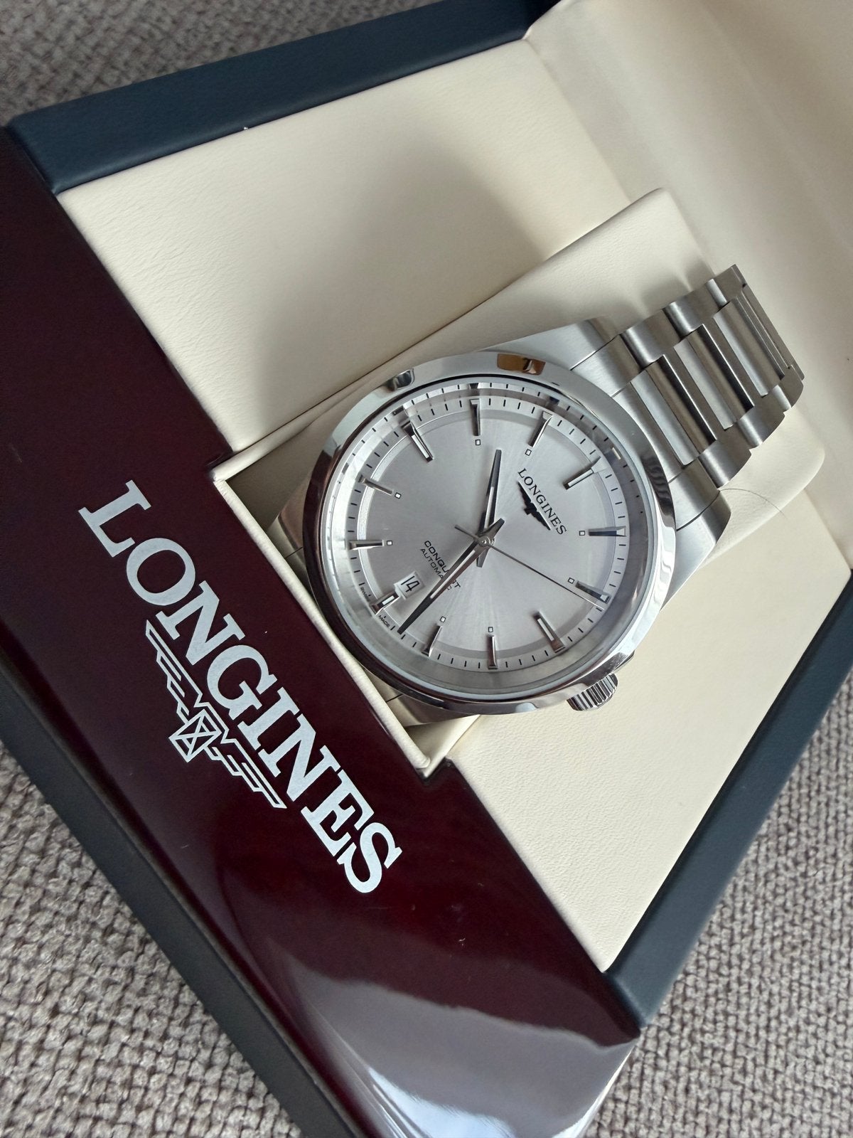 Longines Conquest 41mm Zilver, Autres marques, Enlèvement, Argent, Acier