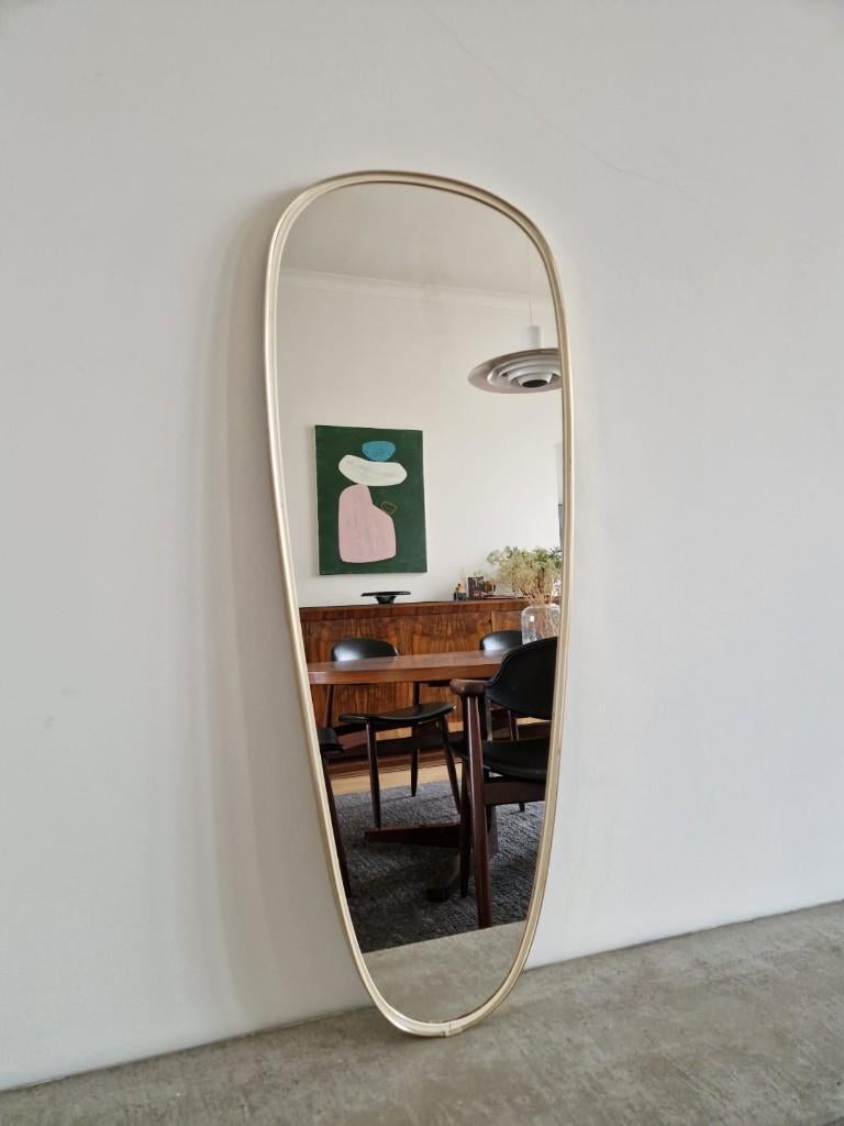 Vintage sixties spiegel | fifties | midcentury, Moins de 100 cm, Enlèvement, Utilisé, Ovale