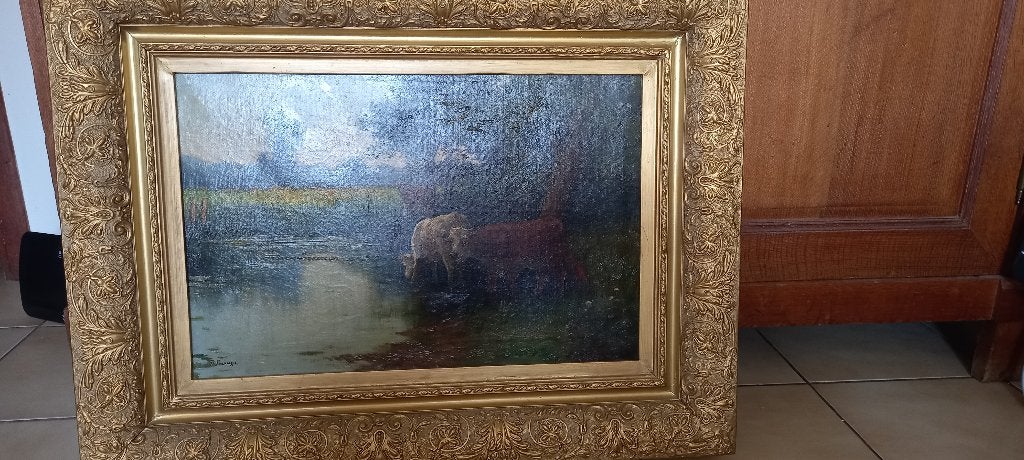 Tableau, Peinture à l'huile, Enlèvement, Animaux, Toile