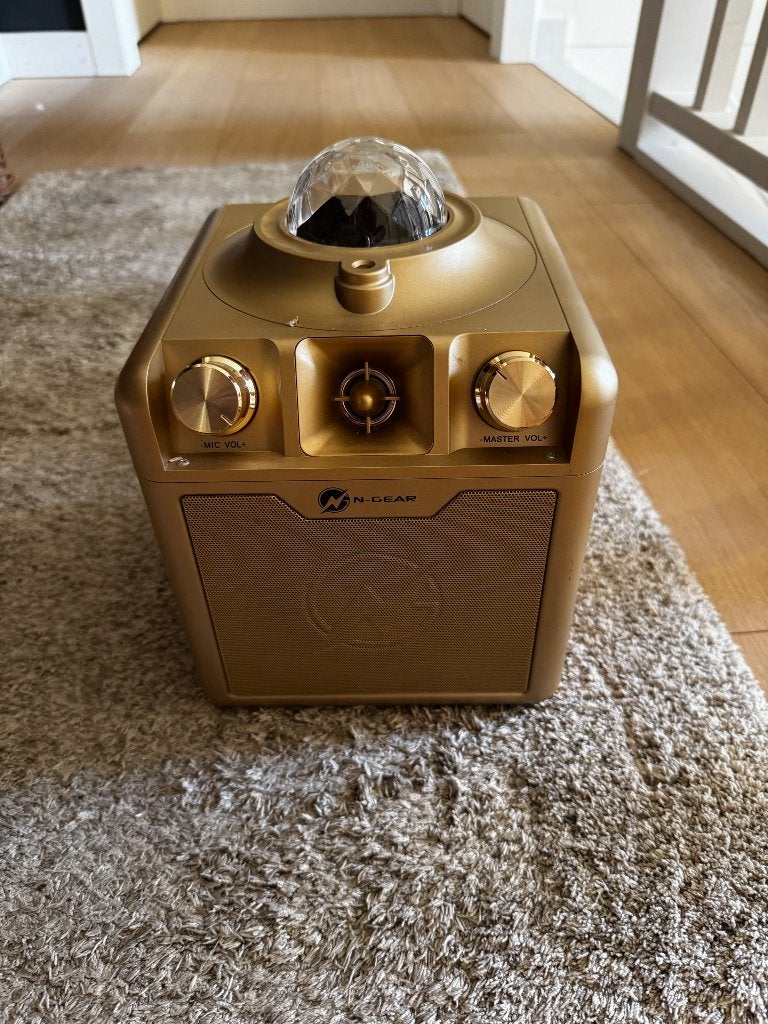 Disco star gold karaoke set met party box en sterrenhemel, Ophalen, Zo goed als nieuw, Complete set
