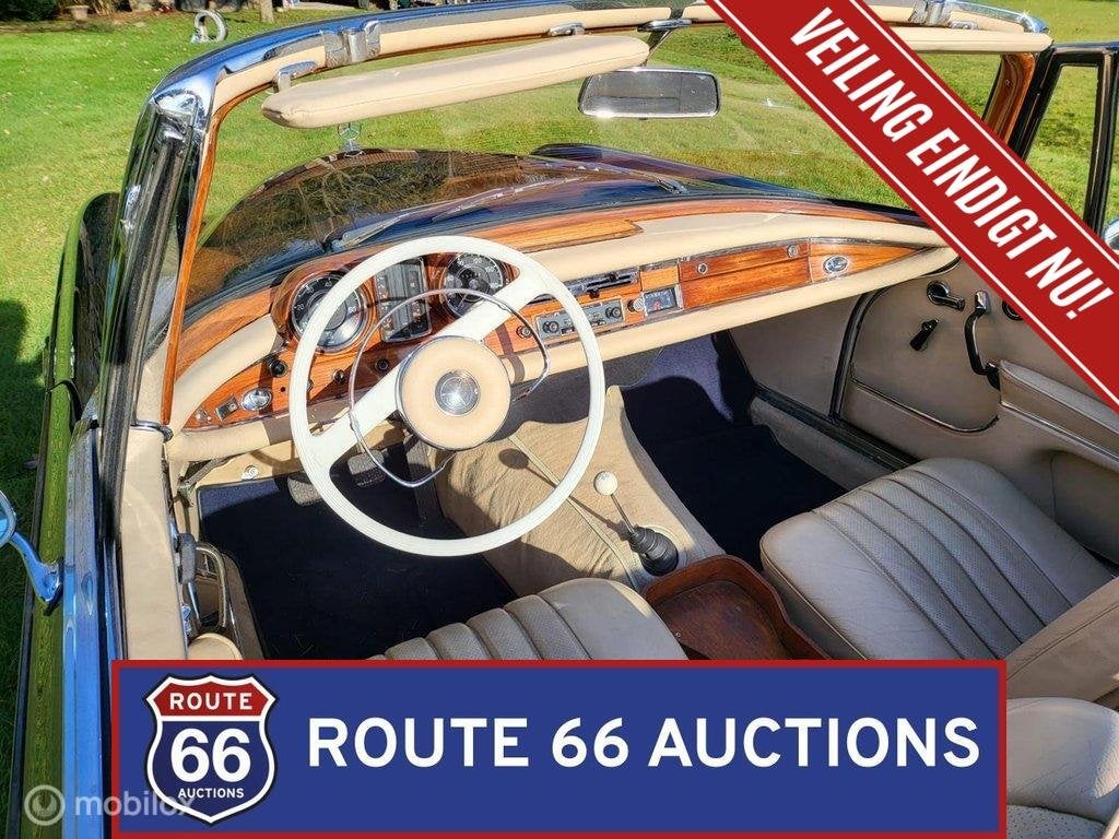 Mercedes-Benz 220SE Cabriolet | 1965 | Route 66 Auctions, Auto's, Zwart, Mercedes-Benz, Bedrijf, Handgeschakeld