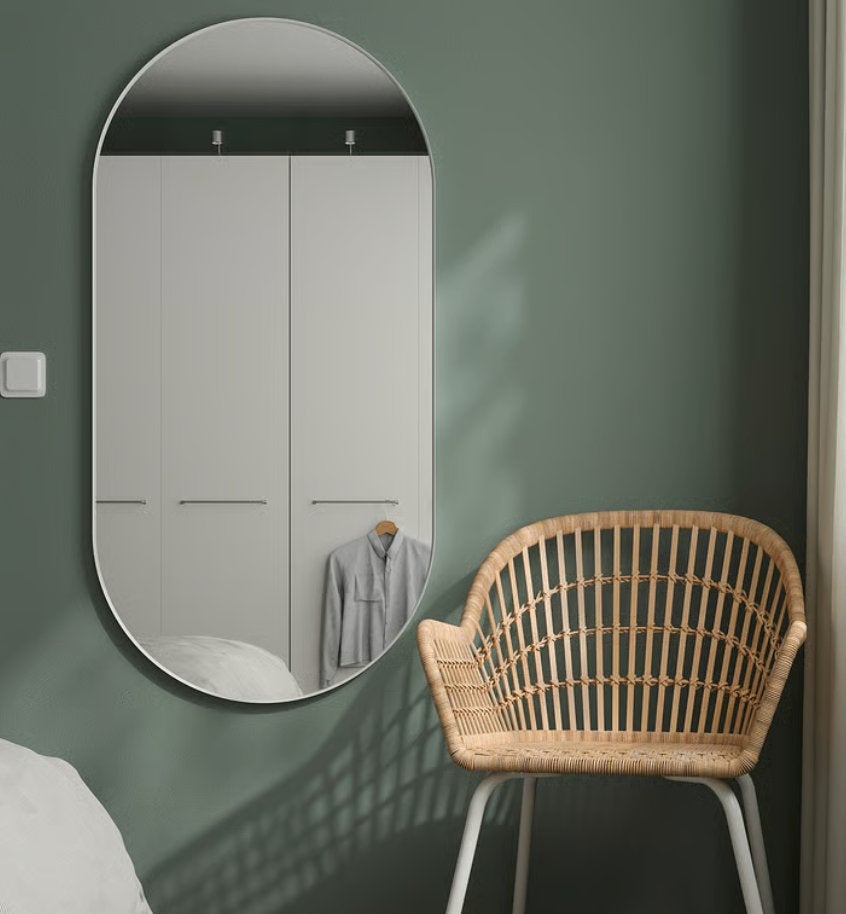 Miroir ovale blanc 60  120 cm, Ophalen, 100 tot 150 cm, Zo goed als nieuw, Ovaal