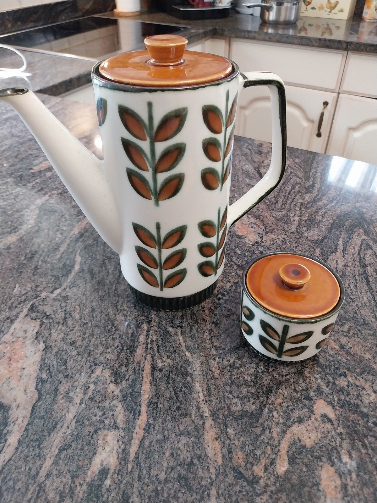 Cafetière et sucrier vintage Boch Rambouillet., Enlèvement ou Envoi