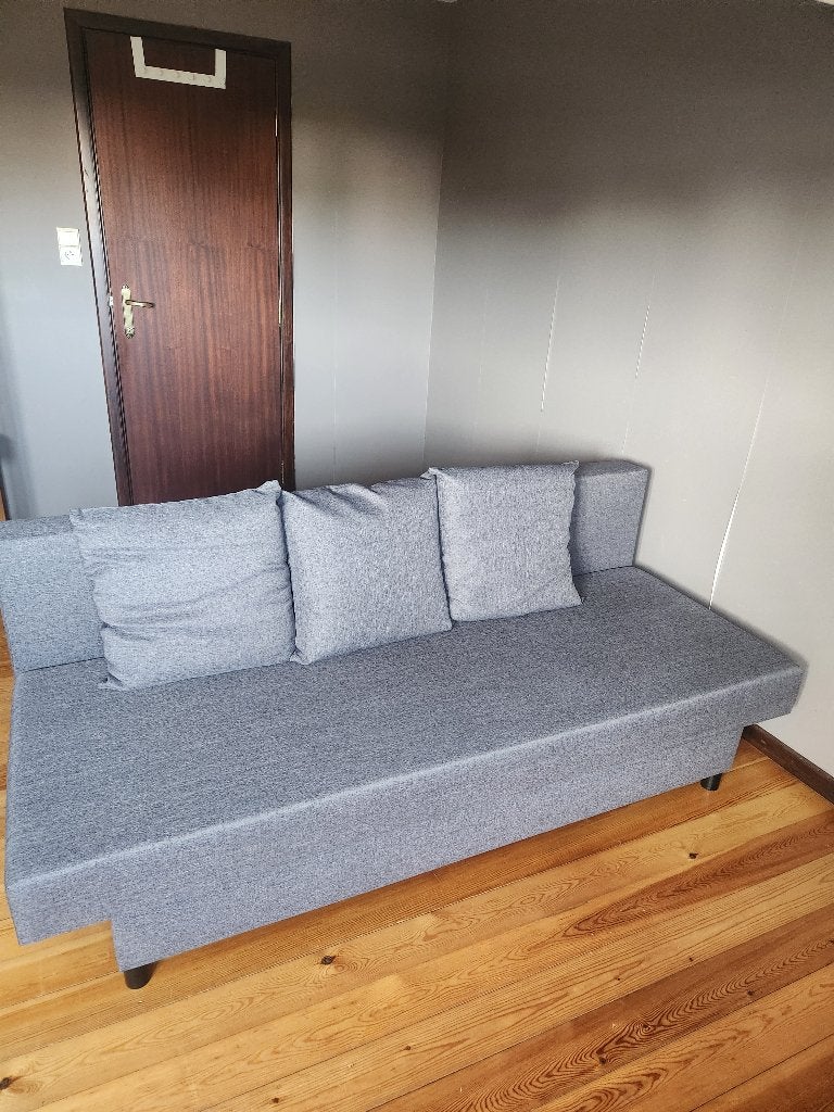 Canapé-lit IKEA ASARUM gris 3 places – coffre de rangement, Enlèvement, Comme neuf, Trois personnes