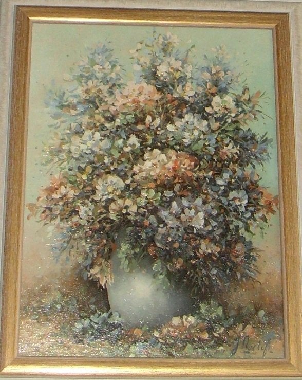 Schilderij Bloemenbos in impressionistische stijl J. Roelofs, Antiek en Kunst, Kunst | Schilderijen | Klassiek, Olieverf, Gesigneerd