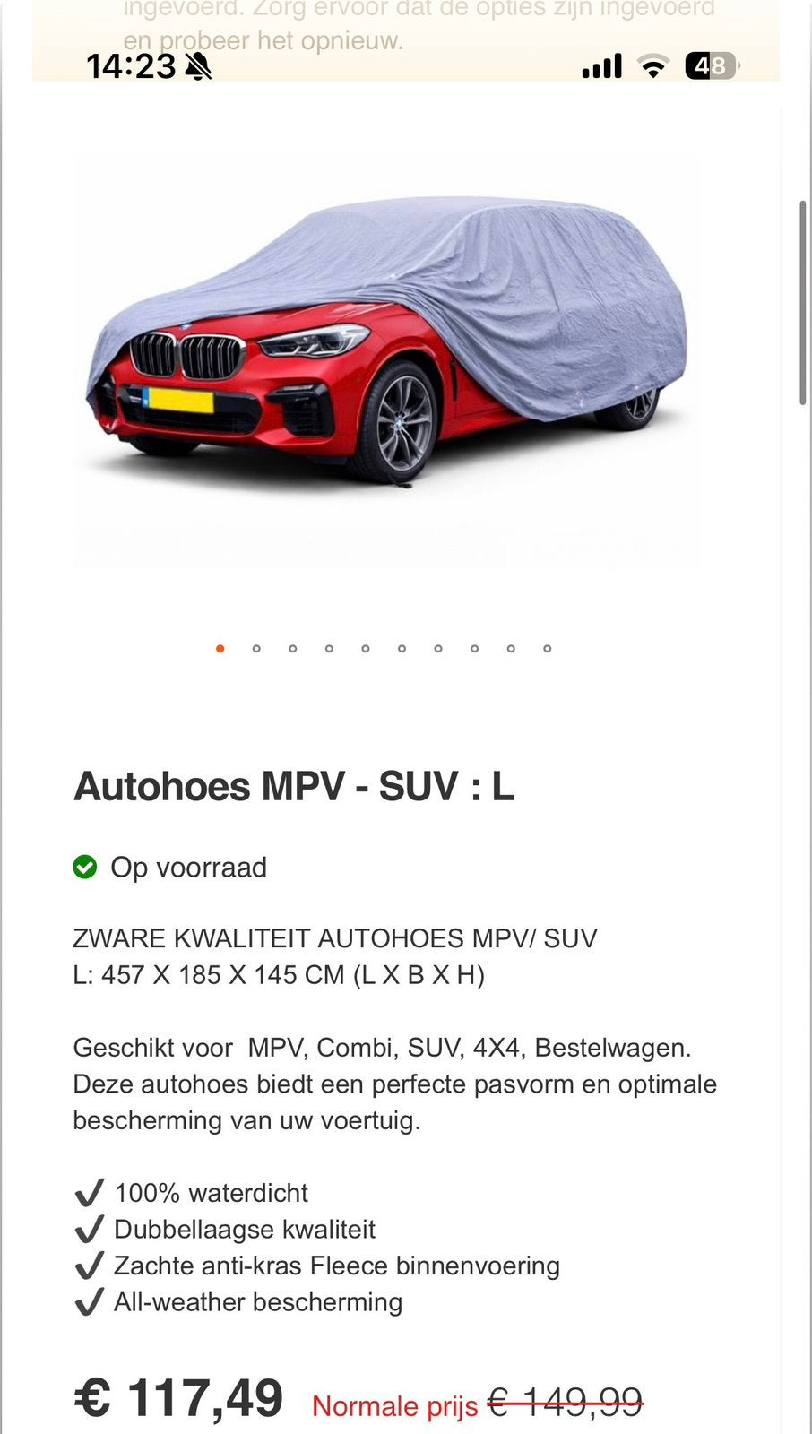 Waterdichte autohoes, Autos : Divers, Enlèvement, Comme neuf