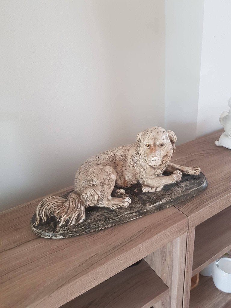 Joli chien de chasse couché Statue plâtre chien, Enlèvement, Utilisé, Animal