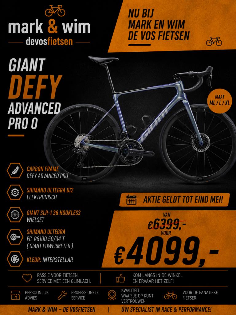 Giant defy pro 0 , ultegra di2 , diverse maten, Fietsen en Brommers, Ophalen, Zo goed als nieuw, Carbon, Giant