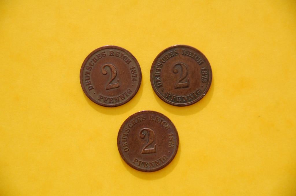 REICH : 2 Pfennig 1874 A / 1875 A / 1875 F, Verzenden, Duitsland, Setje