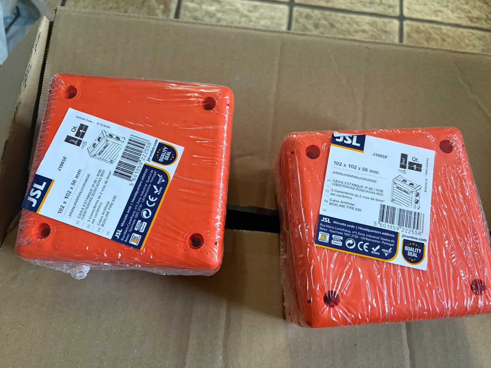 Boitiers dérivation JSL J100SF antifeu, Enlèvement, Neuf