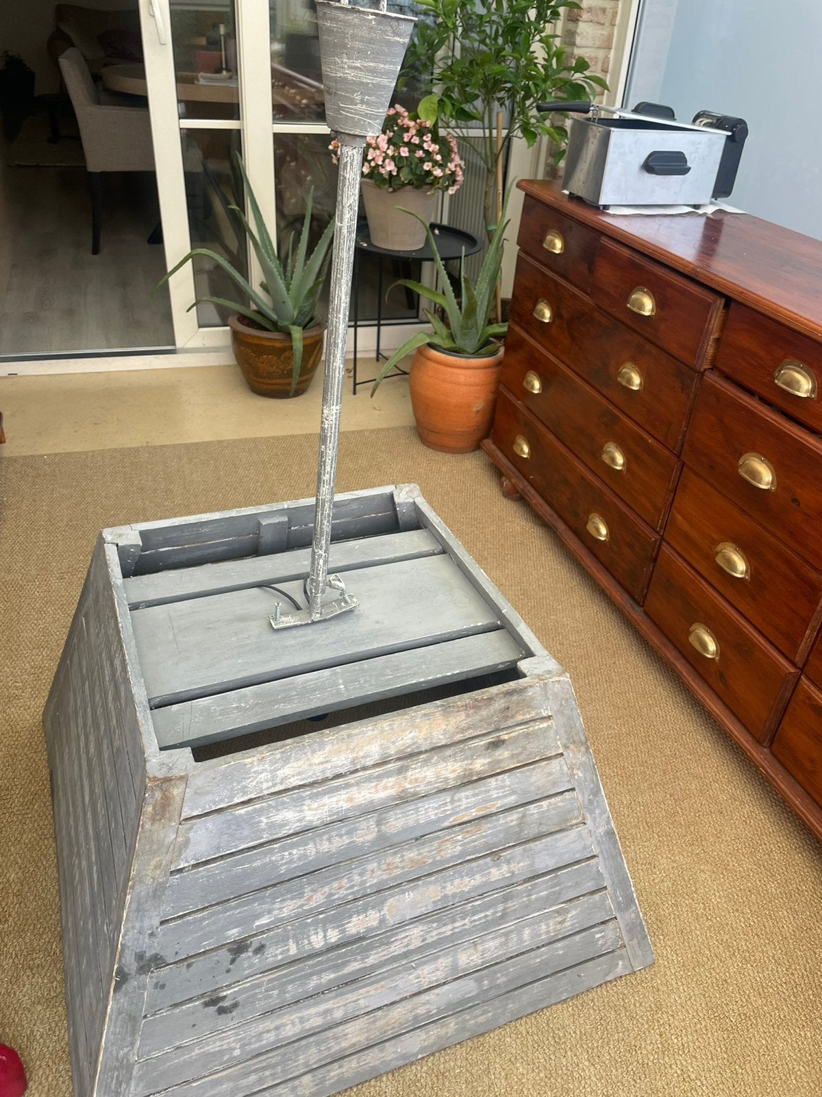 Grote houten lampkap, Gebruikt, Landelijk, Overige houtsoorten, 50 tot 75 cm