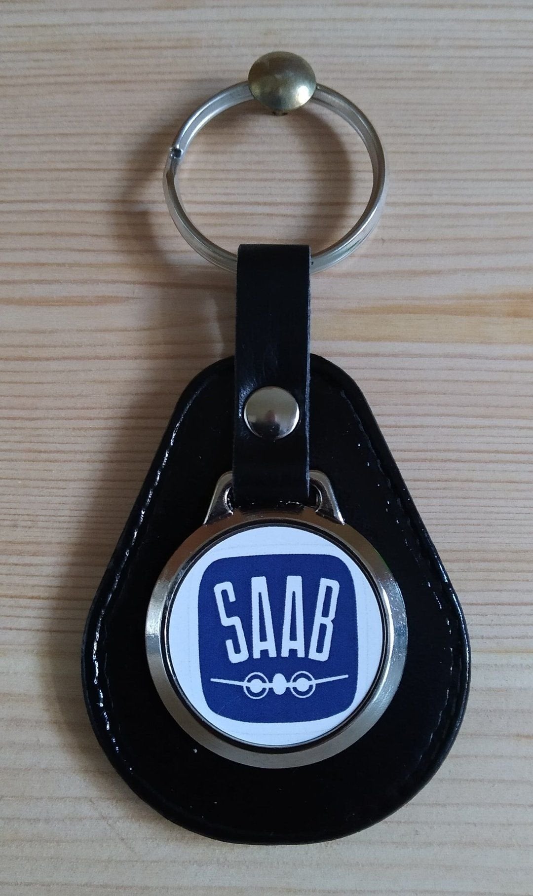 SAAB sleutelhanger , zwart leer, Enlèvement ou Envoi, -, -, -