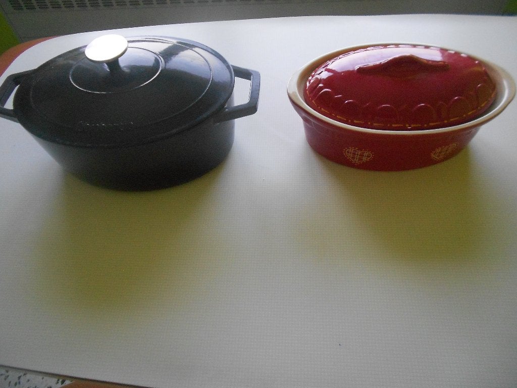 cocotte en fonte émaillé brabantia 30 x 22 + terrine à pâté, Enlèvement, Comme neuf, Fonte, Cocotte