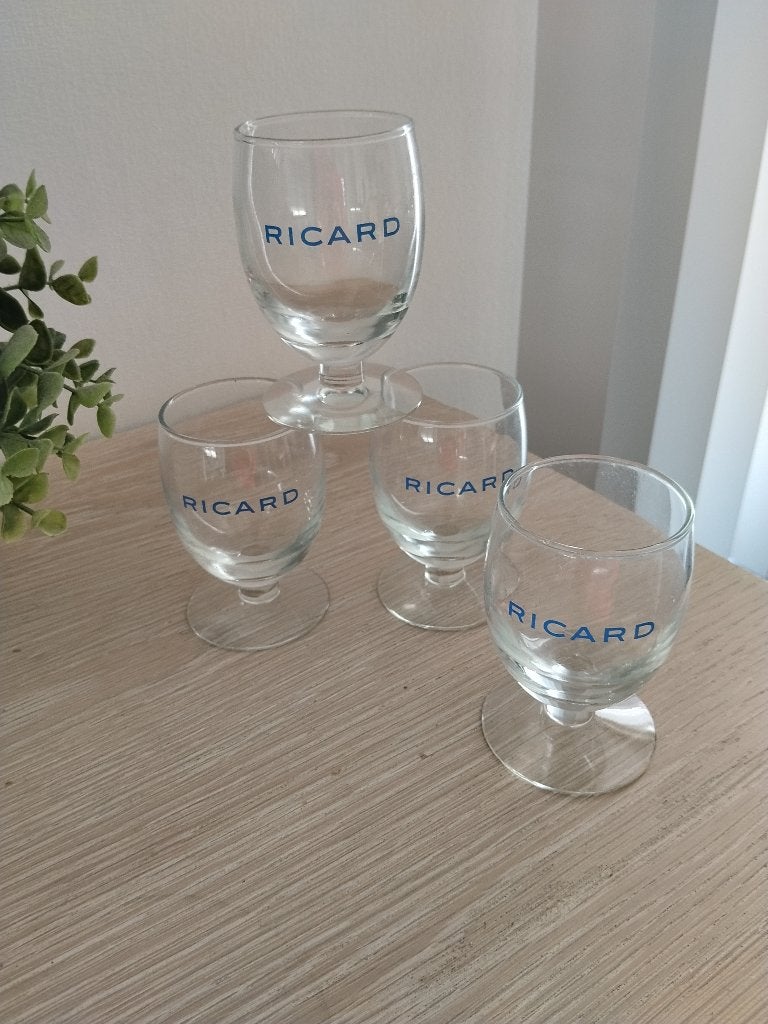 4 vintage Ricard glazen, Enlèvement ou Envoi, Comme neuf